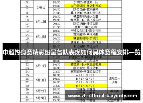 中超热身赛精彩纷呈各队表现如何具体赛程安排一览