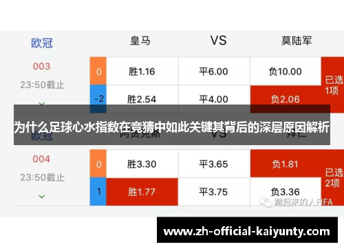 为什么足球心水指数在竞猜中如此关键其背后的深层原因解析